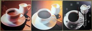 Часы-картина-триптих 36 х 36 см(078) Кофейные чашки УС007157