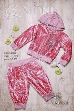 01-810 комплект велюр:капри,анорак розовый