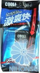 4003472 "Showa Shiko" "Cool!" Освежающие влажные салфетки для лица с ароматом ментола 50шт 200мм х 200мм 1/30