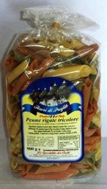 Макаронные изделия ручной работы: пенне ригате 3 цвета