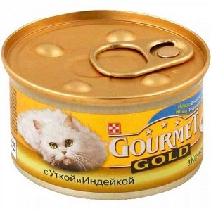 Gourmet Gold конс 85гр д/кош Дуо Утка/Индейка (1/24)