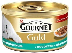 Gourmet Gold конс 85гр д/кош Лосось/Цыпленок (1/24)