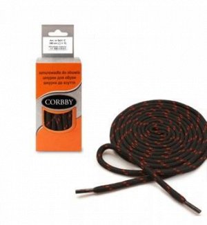 CORBBY- Шнурки  150см круглые трекинговые, черно-красные, 5531