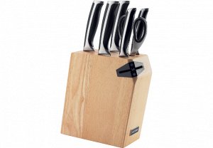 Набор кухонных ножей 5 шт ножниц и блока для ножей с ножеточкой серия URSA NADOBA