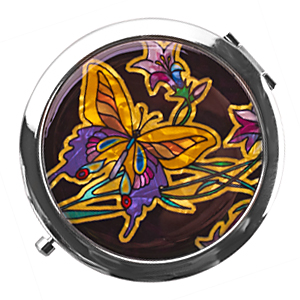 Зеркальце "Бабочка на цветке", в подарочной упаковке, d-70 мм