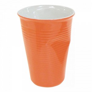 Мятый стаканчик керамический оранжевый 0.24л