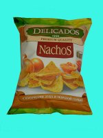 Чипсы кукурузные &quot;Начос&quot; &quot;DELICADOS&quot; с кус. жар. лук и морск