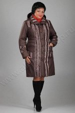 6026-19 ОРБ МАРИНА-1 Пальто+капюшон, коричневый