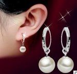 Серьги из стерлингового серебра украшенные искусственным жемчугом