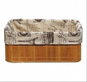Бамбуковая корзинка с покрытием из натурального льна (каркас: стальной прут) BLB-09-2, р-р 32*23*14