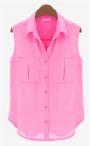 Блуза шифоновая, цвет розовый