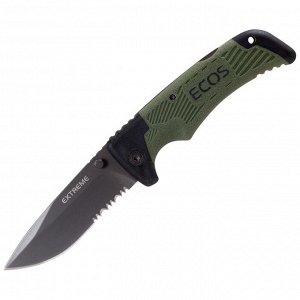 Нож туристический складной EX-GBM01G т.м. ECOS, двухкомпонентная рукоятка, черно-зеленый