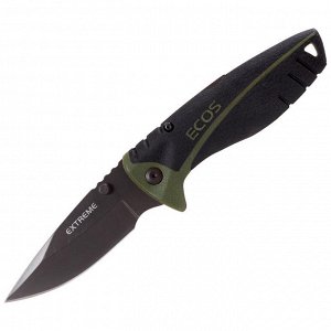 Нож туристический складной EX-SHS01G т.м. ECOS, двухкомпонентная рукоятка, черно-зеленый