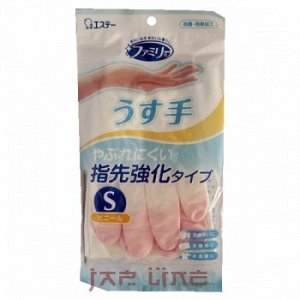 "ST" "Family" Перчатки  для бытовых и хозяйственных нужд ( винил, тонкие, S (розовые)1/240