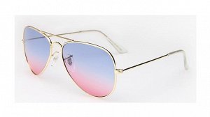 Солнцезащитные очки сине-розовые в тонкой золотой оправе