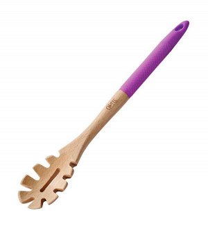 2872 GIPFEL Ложка для спагетти деревянная EMILIE 35,6х6,0х2см с силиконовой фиолетовой ручкой Материал: цельное дерево, силикон