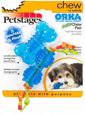 Petstages набор из двух игрушек для собак мелких пород "ОРКА косточка + гантеля" 7 см ультра-мини