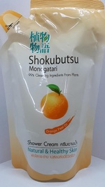 LION "Shokubutsu" Крем-гель для душа 200мл (мягкая упак) "Апельсиновое масло"Orange Peel Oil" /24шт/ Таиланд