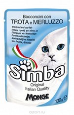 Simba Cat Pouch паучи для кошек форель с треской 100г