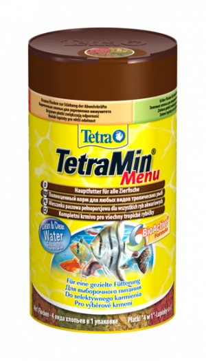 TetraMenu корм для всех видов рыб "4 вида" мелких хлопьев 250 мл