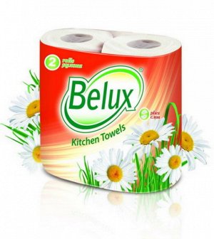 ПОЛОТЕНЦА бум. &quot;Belux&quot; белые, 2-х сл. (2 рул. в упак.)  (12 уп./кор.) СК