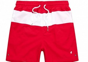 Пляжные шорты красные с белой полосой