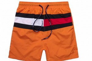 Пляжные шорты оранжевые с бело-красной вставкой