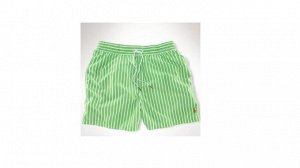 Пляжные шорты зеленые в полоску