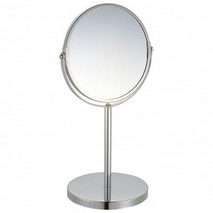 Зеркало косметическое M-1605 двухстороннее на ножке (1/Х5, размер:17*17*35см, хром.металл, стекло)