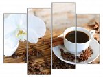 Картина модульная на холсте 95х120 Кофе+Орхидея