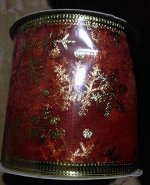 Новогодняя лента &quot;Красная со снежинками&quot; арт.35378/12 (6.3*2