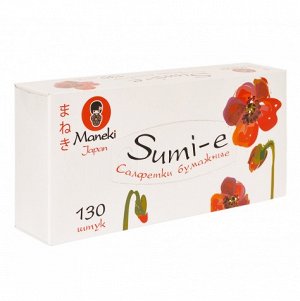 Салфетки бумажные двухслойные МАNEKI Sumie в коробке 130 шт/