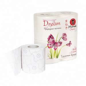 Туалетная бумага трёхслойная МАNEKI Dream без аромата с тисн