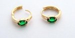 Серьги фианит зелёный колечки кабошон