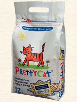 PrettyCat наполнитель древесный для котят "Wood Granules" 12 л