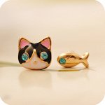 Серьги кот и рыбка