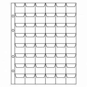 Лист для хранения монет на 48 ячеек с "клапанами". Стандарт "ОПТИМА". Размер 200х250 мм