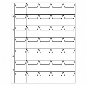 Лист для хранения монет на 35 ячеек с "клапанами". Стандарт "ОПТИМА". Размер 200х250 мм.