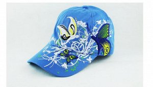 Кепка голубая с вышитыми бабочками