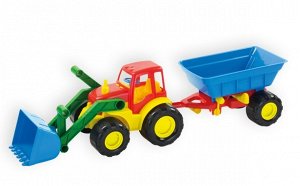 Зебра Тойз Трактор ACTIVE с ковшом и прицепом арт.15-5212 Размер игрушки: 59 х 16.5 х 16 см.