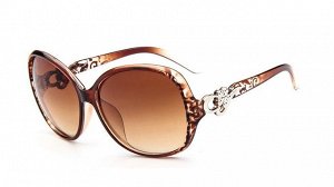 Солнцезащитные очки леопардовые с цветочком и завитушками на дужке