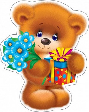 Украшение на скотче "Медведь с цветами"