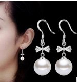 Серьги из стерлингового серебра украшенные искусственным жемчугом