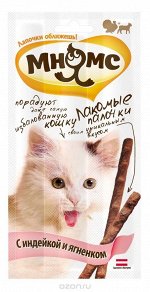 Мнямс лакомые палочки 13,5 см для кошек с цыпленком и уткой 3х5 г