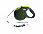 flexi рулетка Design S (до 12 кг) 5 м трос черный/желтый горох