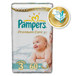PAMPERS Подгузники Premium Care Midi (4-9 кг) Экономичная Упаковка 60