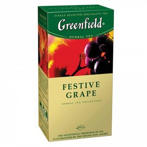Чай Основу GREENFIELD "Festive Grape" составляют яблоко, шиповник и гибискус. Тонкая сладость сушеных яблок звучит в унисон с мягким вкусом шиповника, а пикантную кислинку гибискуса в насыщенном празд