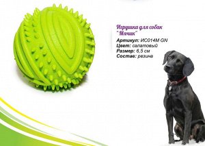 Игрушка для собак "Мячик", ? 6,5 см, цвет зелёный