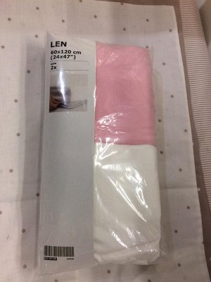 60320188 НЕТ
ЛЕН
Простыня натяжн для кроватки, белый/розовый, 2 шт
