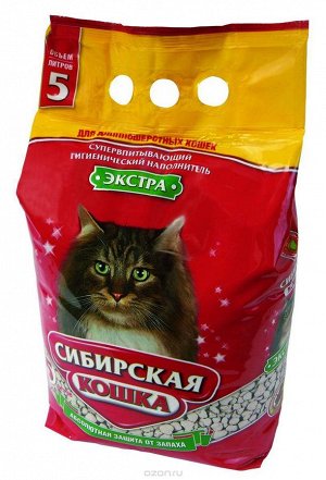 Наполнитель впитывающий "Сибирская Кошка" 5л. ЭКСТРА 1*4шт.